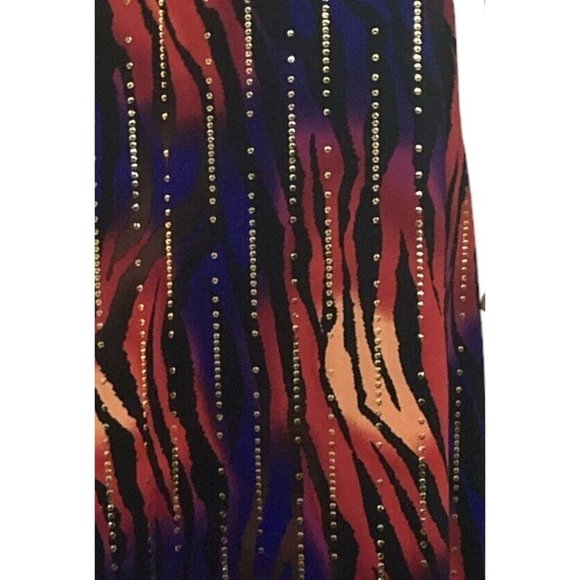 NY Collection Dress Womens L Midi Multicolored Sequins Zip Chest Flowy Stretch - Picture 5 of 6